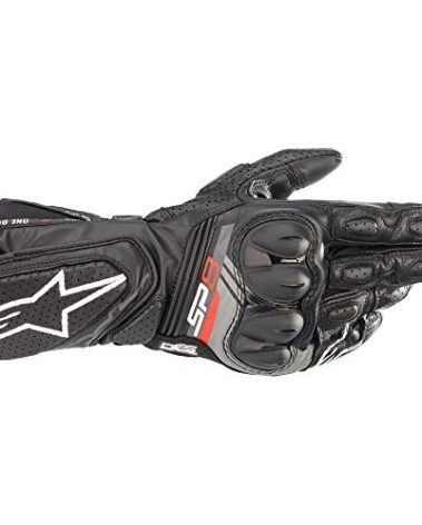 Alpinestars SP-8 V3 Gloves, Full Gauntlet Leather, CE-Certified, Race-Inspired Fit, Knuckle Protection, Reinforced Palm, Multi-Panel Construction, L, Black