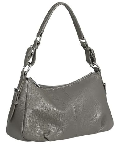 HESHE Leather Purses and Handbags Hobo Shoulder Bags Tote Bag Crossbody Purse Ladies Designer Satchel Bags (Grey)