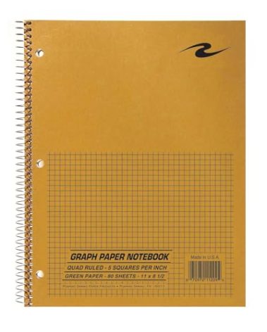 Roaring Spring Lab Notebook, 1 Subject, Wirebound, 5x5 Graph Ruled, 11" x 8.5", 80 Sheets, Green paper