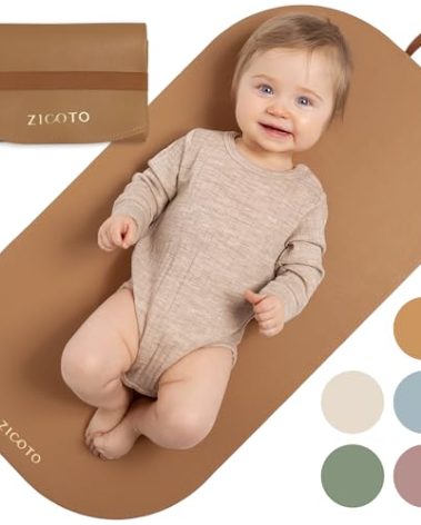 Beautiful Baby Diaper Changing Mat Made of Vegan Leather - Soft and Easy to Wipe Changing Pad for Travel or at Home Use - Lightweight and Foldable Mat That Perfectly Fits Into Any Diaper Bag