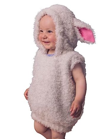 FEIBEL Kids Sheep Costume Boys Girls Furry Hooded Vest Cute Animal Costume Little Lamb Christmas Outfits (White, 2-3 Years)