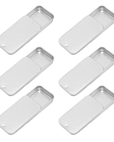 Empty Slide Top Tin Containers for Lip Balm, Crafts, Storage Kit - .25oz, 6 Pack