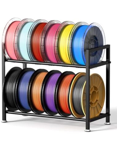 3D Printer Filament Storage Rack Desktop - 2 Tiers Metal Filament Spool Holder Organizer, Heavy Duty 3D Filament Storage Rack for 3D Printing PLA/ABS/TPU Filaments, for Home, Office Workshop, Studio