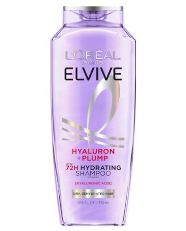 L'Oreal Paris Elvive Hyaluron Plump Hydrating Shampoo for Dehydrated, Dry Hair Infused with Hyaluronic Acid Care Complex, Paraben-Free, 12.6 Fl Oz