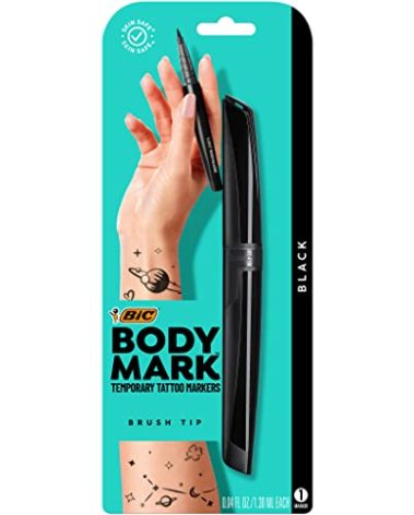 Bic BodyMark Temporary Tattoo Markers, black, 0.04 Fl Oz