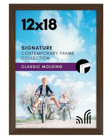 Americanflat 12x18 Poster Frame with Shatter-Resistant Glass - Signature Collection - Gallery-Style Frames Made of Engineered Wood - Photo Frame for Wall Display - Walnut
