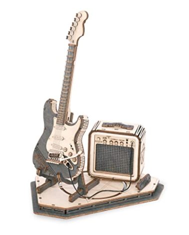 ROBOTIME 3D Puzzle for Kids Wooden Craft Kits DIY Model Guitar Kit to Build Brain Teaser Puzzle Toy Creative Gift for Teens & Adults