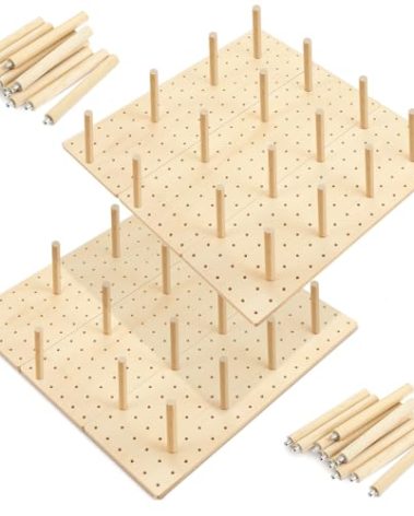 Kigley 6 Pcs Wood Pegboard Drawer Organizer with 48 Pegs Wood Peg Board System Peg Drawer Organizers for Kitchen Dishes Plate Pegboard Food Containers(17x5.91,Wood)