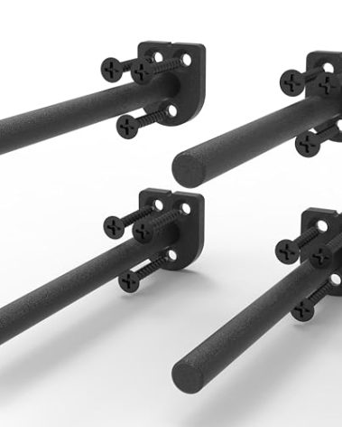 Neevolve Floating Shelf Bracket(1/4 Inch Thick 4 Pack, 8 Inch Black) Solid Steel Support, Hidden Heavy Duty Shelf Bracket, Invisible &Blind Design for Wood Shelves,Suitable for Kitchen, Study or DIY