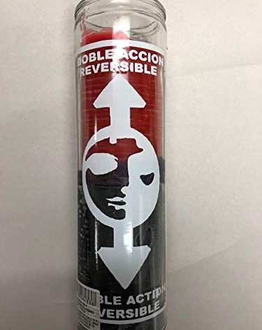 Reversible Double Action 2 Color (Red Over Black) Unscented Pillar Candle in Glass