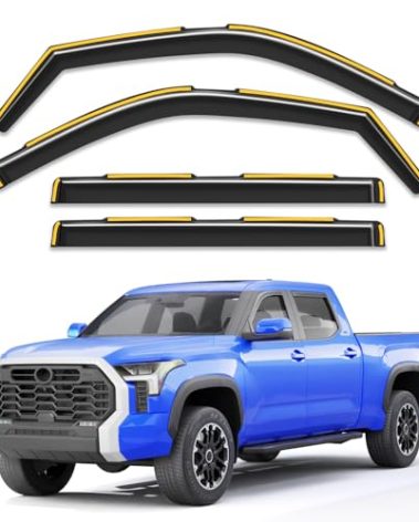Breejoy in-Channel Window Rain Guards Fit for Toyota Tundra 2022 2023 2024 2025 2026 CrewMax Truck, Extra Durable Visors Vent Visors Window Deflector Vent Shades Car Accessories -4 pcs