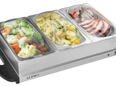 Alpha Living 3x2.5 QT Food Warmers for Parties Buffet Servers and Warmers – Premium Catering Supplies Buffet Display – Stainless Steel Electric Food Warmers with Temperature Control