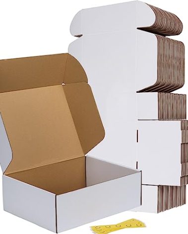 RLAVBL 12x9x4 Inches Shipping Boxes Set of 50, White Medium Corrugated Cardboard Box, Mailer Boxes for Packing Small Business