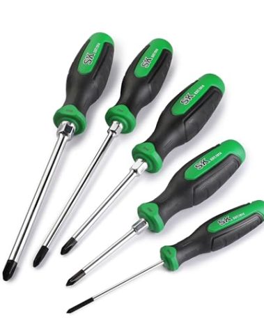 SK 5-Piece Phillips Screwdriver Set, Magnetic Screwdriver Set, S2 Steel, SureGrip Handle