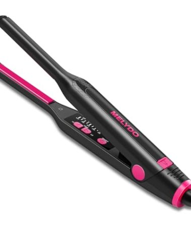 MELYDO Small Flat Irons for Short Hair, 3/10" Pencil Flat Iron with Adjustable Temp Mini Hair Straightener for Edges Pixie Cut and Bangs, Tiny Hair Straightener with Floating Plates, Auto Shut Off