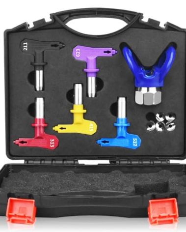 6Pcs Reversible Spray Nozzle Tips,Airless Spray Tips,Airless Spray Gun Nozzle,Tip Guard and Airless Spray Tip Organizer. (211,313,415,517,623)