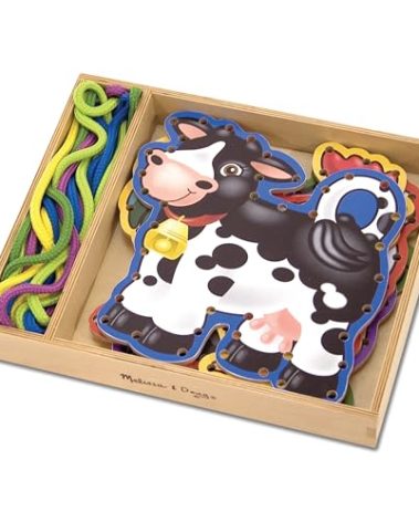 Melissa & Doug Lace and Trace Activity Set: 5 Wooden Panels and 5 Matching Laces - Farm