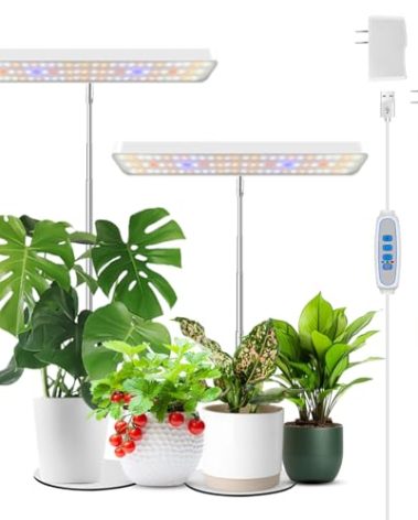 Wiaxulay Plant Grow Light, 78 LEDs Grow Light for Indoor Plants Full Spectrum, Height Adjustable Desk Growing Lamp with Metal Base, Auto Timer 6/12/16Hrs, 3 Lighting Modes, 5 Dimmable Levels,2 Pack