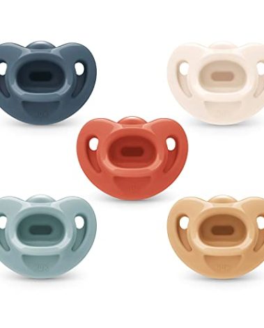 NUK Timeless Comfy Pacifier | 100% Silicone, One-Piece Design | BPA-Free, Gentle on Baby’s Skin | 5-Pack, for 6-18M