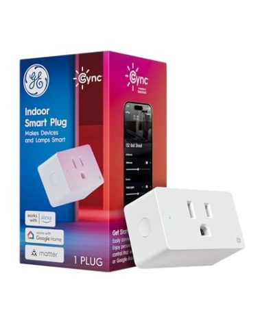 GE Cync Smart Indoor Plug, Smart Outlet Control, WiFi Outlet Plug, Matter Compatible, Works with Alexa and Google Home