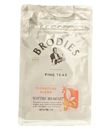 Brodies Tea, Scottish Breakfast Tea, Loose Leaf Black Tea Imported from Scotland, 200g Bag (Pack of 1)