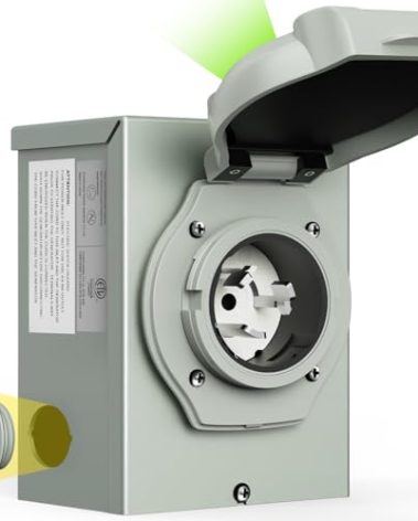 Rophor 50 Amp Generator Power Inlet Box, NEMA SS2-50P for 3 Prong Generator Cord, 125/250 Volt, 12500 Watts, Weatherproof, Outdoor Use, ETL Listed