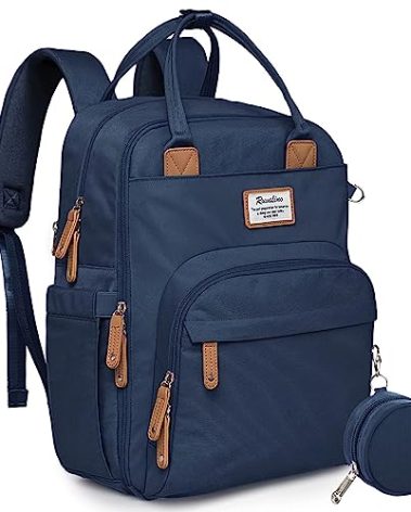 RUVALINO Diaper Bag Backpack, Multifunction Travel Pack Maternity Baby Changing Bags, Large Capacity, Waterproof, Peacock Blue