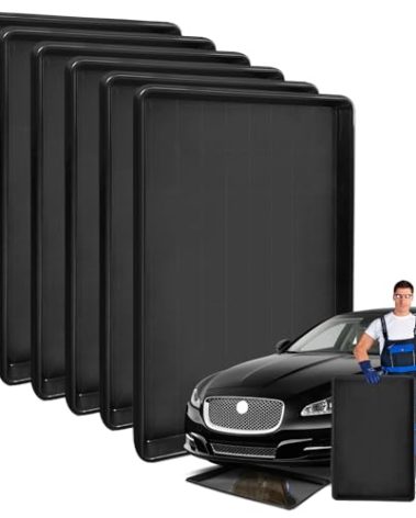 Teodute 6Pcs Extra Large Car Oil Drip Pan- 35.4 x 24 x1.6 Inches Oil Drain Pan for Oil Change- Oil Drip Tray for Under Car Plastic Oil Tray, Oil Catch Pan Replacement Tray to Keep Garage Floor Clean