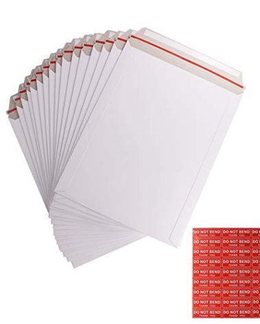 zmybcpack 100 Pack 9X12 inch Self Seal Photo Document Mailers Stay Flat White Cardboard Envelopes White Photography Mailersfor CD, Photos, Document