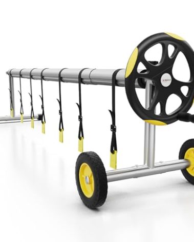 VINGLI Pool Cover Reel Set Pool Solar Cover Reel for Inground Swimming Pool, Aluminum Solar Swimming Inground Cover Blanket Reel (Upgrade) (14 Feet)