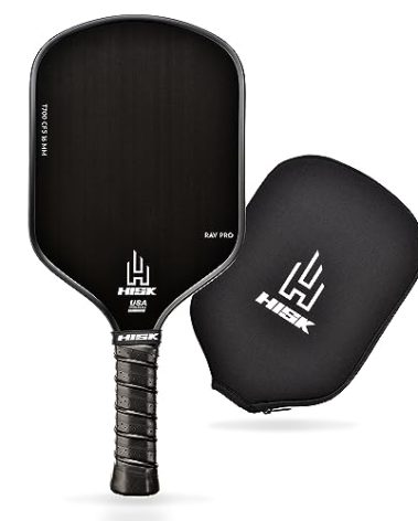 HISK RAV PRO Pickleball Paddle - Ultimate HIGH END 16mm Japanese Toray T700 Raw Carbon Fiber CFS w/Excellent GRIT Roughness Texture, Aero Dynamic Curve, USAPA Approved, Non Slip Grip