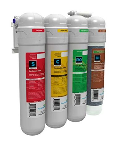 Aquatic Life Twist-in 4-Stage Reverse Osmosis Water Filter System RO/DI Filtration Units for Aquarium, 75 GPD