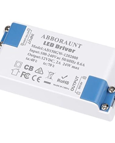 LED Power Supply Transformer 24W LED Driver Transformer 100V-240V AC to 12V DC Constant Voltage for LED Strip Light, Computer Project and Any 12V DC led Lights