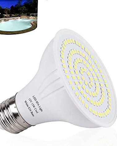 12V LED Spa Light Bulb Daylight White 15W 1500Lumen 6000k Spa Bulb E26 Hot Tub Replacement for Pentair Hayward Underwater Light Fixtures Replace up to 100-300W Halogen Bulb