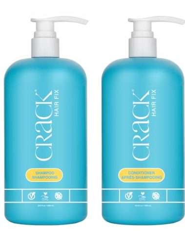 CRACK HAIR FIX Shampoo and Conditioner Set, 33.8 oz Each | Anti-Frizz Hair Products for Damaged Hair, Bond Repair, Curl Care, Humidity Control, and Color Protection