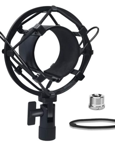 Boseen Universal Microphone Shock Mount, Mic Clip Holder for Diameter 47mm-53mm Mic Anti Vibration Adjustable High Isolation Shock Mount