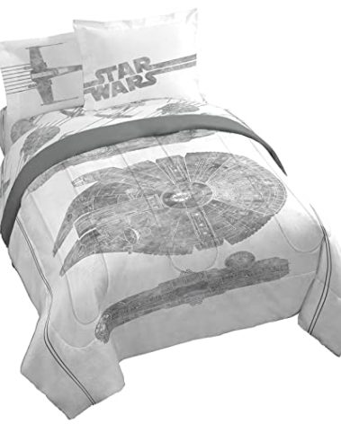Jay Franco Star Wars Falcon Schematics 7 Piece Queen Size Bed Set - Includes Comforter & Sheet Set - Super Soft Kids Bedding Fade Resistant Microfiber