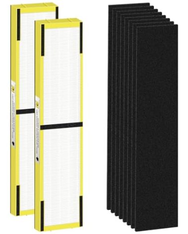 Pulluty FLT5000 Replacement Filter C for Germ-Guardian Air Purifier AC5000 AC5000E AC5250PT AC5350B AC5350BCA AC5350W AC5300B,2 True H13 HEPA Filters+8 Activated Carbon Pre-Filters