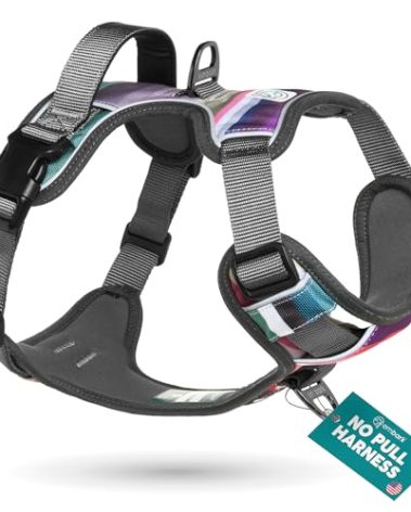 Embark Adventure Dog Harness, Reflective Trim No Pull Harness for Medium Sized Dog - Military Grade Nylon, Front Clip with Gel Lined Handle. Soft & Padded Puppy