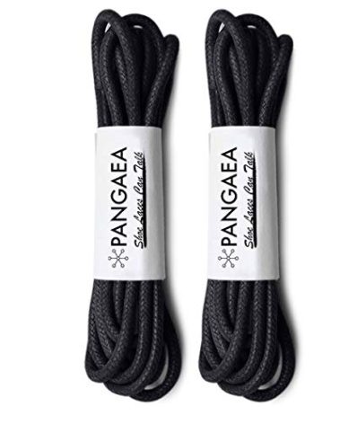 [4 Laces] 2-Pair Pack Waxed Round Oxford Shoe Laces for Dress Shoes Chukka 3/32Inch Thin(#01 Black,51in (130cm))