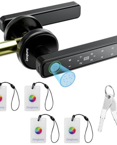 Zengtumy Fingerprint Door Lock, Door Locks for Bedrooms, Biometric Door Lock with Fingerprint/Password/Key/IC Card-Smart Door Lock for Home, Hotel, Office, Apartment