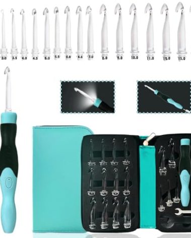 Yarniss Lighted Crochet Hooks Set 2.5mm~14.0mm, 17 Sizes Light Up Crochet Hooks with Case