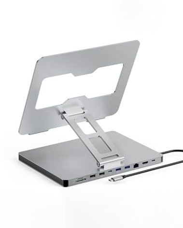 USB C Hub Stand for MacBook Pro, 10 in 1 Adapter for MacBook Air Docking Station with 4K 60Hz HDMI, RJ45 Gigabit Ethernet, SD/TF Card Reader, 4 USB 3.0 for iPad/Dell HP/Surface/Lenovo Laptop Dock