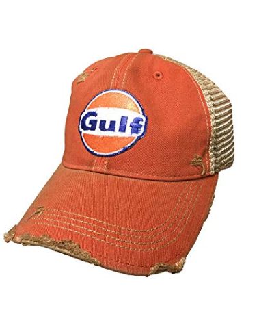 Gulf Distressed Vintage Adjustable Snapback Hat (Orange)