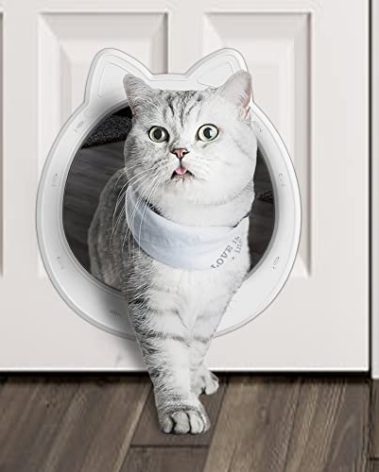 CAREMYWORLD Large Cat Door Interior Door, No-Flap Cat Door for Interior Door, Pet Door for Cats, Easy DIY Setup, No Training, Up to 22 LBS, Easy to Install(Snow White)