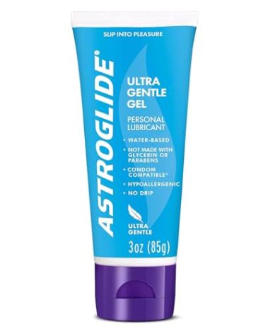 Astroglide Water Based Lube (3oz), Ultra Gentle Gel Personal Lubricant, Hypoallergenic with No Parabens or Glycerin, Lube for Men, Women and Couples, Safe for Toys