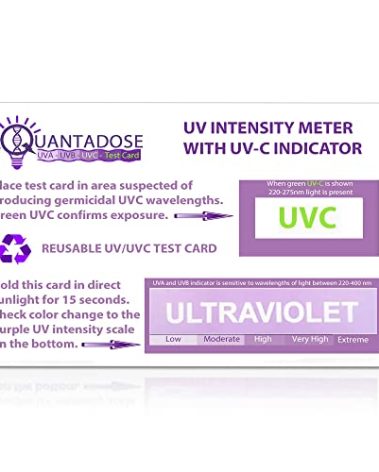 QuantaDose® UVC Light Test Card with UVC Light Wavelength Indicator and Photochromic UV Intensity Test
