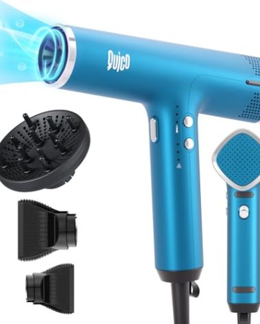 Quico Hair Blow Dryer, 1875W High-Speed BLDC 7X Faster 110000 RPM Quiet Hair Dryer with Diffuser, 2 Billion Negative Ionic Salon Dryer, Adjustable Temp & Speed, Hair Dryer for Women Home Travel Gift
