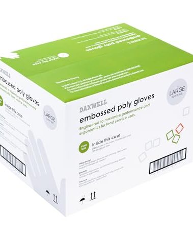 Daxwell Poly Gloves, Embossed, Large, Clear, F10003430 (Case of 5,000; 10 Boxes of 500)