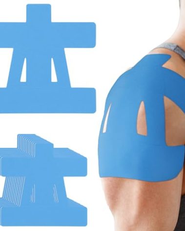 Anglechic 12 Count Kinesiology Tape for Shoulder Pain Relief Pre Cut Sports Waterproof Breathable Enhance Elastic Kinesiology Athletic Tape for Shoulder Support and Muscle Sports(Blue)